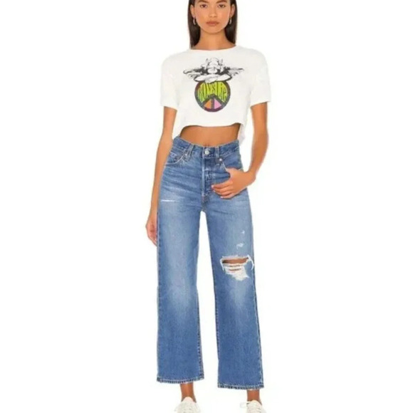 Levi’s Ribcage Straight Ankle Jeans High Wash Distressed Size 27x27 NWT - Picture 2 of 13